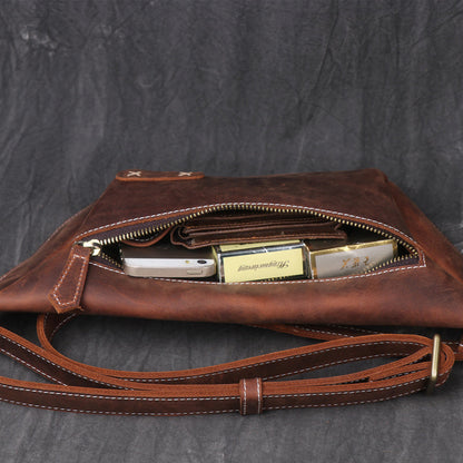 Vintage Brown Leather Men's Fanny Pack Hip Pack Waist Bag For Men