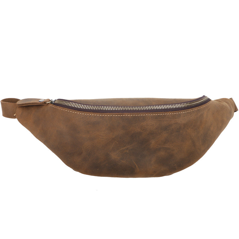 Brown Cool Leather Mens Fanny Pack Hip Pack Bum Pack Waist Bag Pack For Men