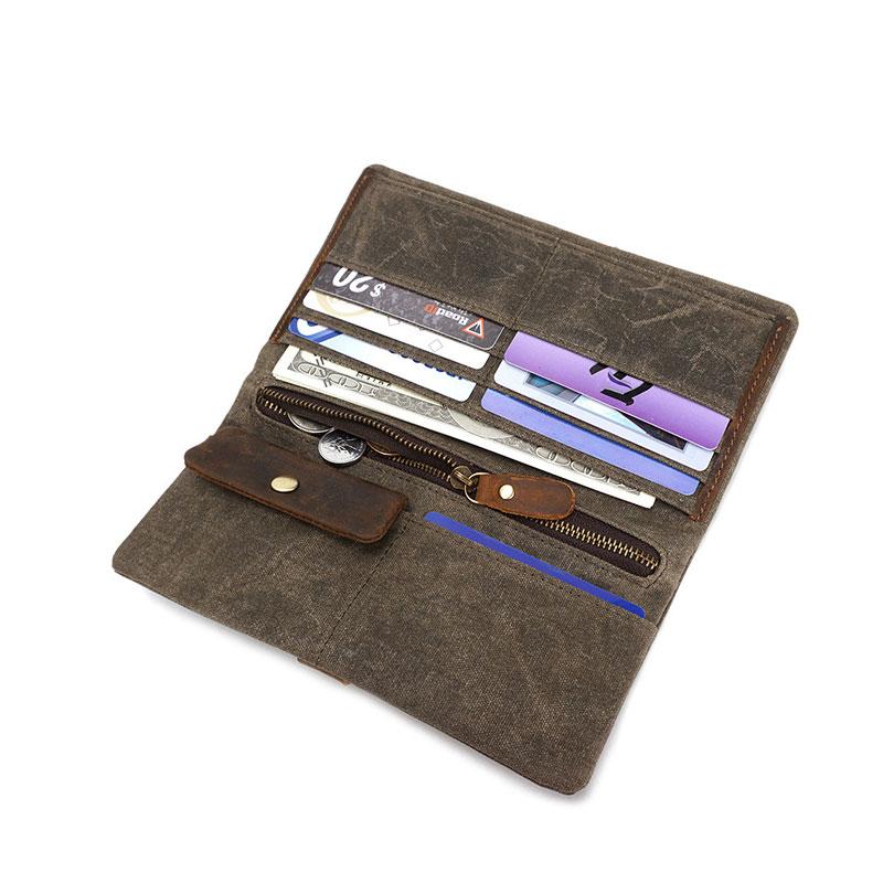 Mens Canvas Long Wallets for men Bifold Cool Men Long Wallet