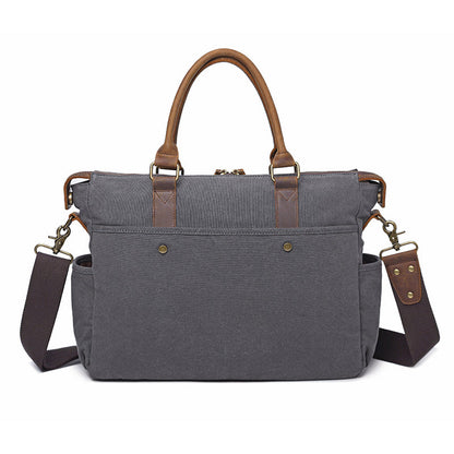 Canvas Leather Mens Womens Handbag Briefcase Bag Side Bag Travel Bag for Women