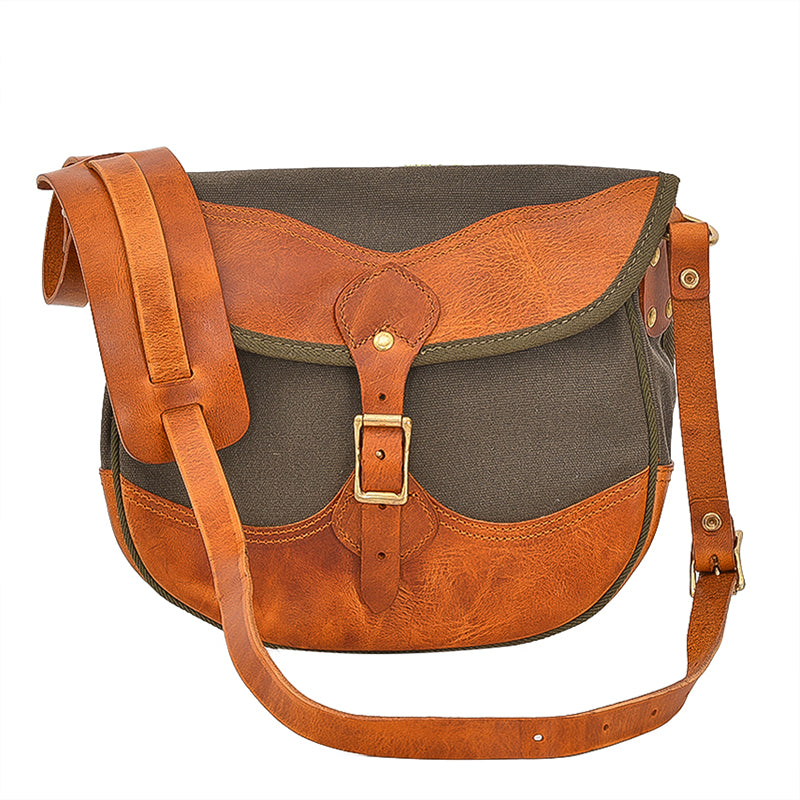 Canvas Leather Mens Womens Army Green Saddle Side Bag Messenger Bag Small Shoulder Bag For Men