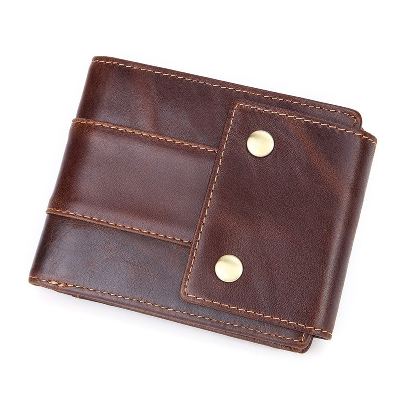 Cool Brown Leather Men's Trifold Small Wallet Multi-cards billfold Wallet For Men