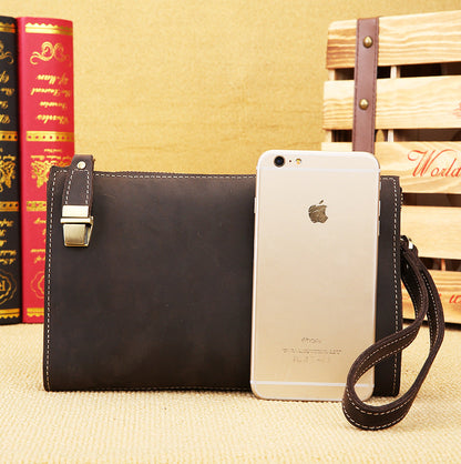 Vintage Mens Leather Clutch Bag Wristlet Bag Clutch Wallet For Men