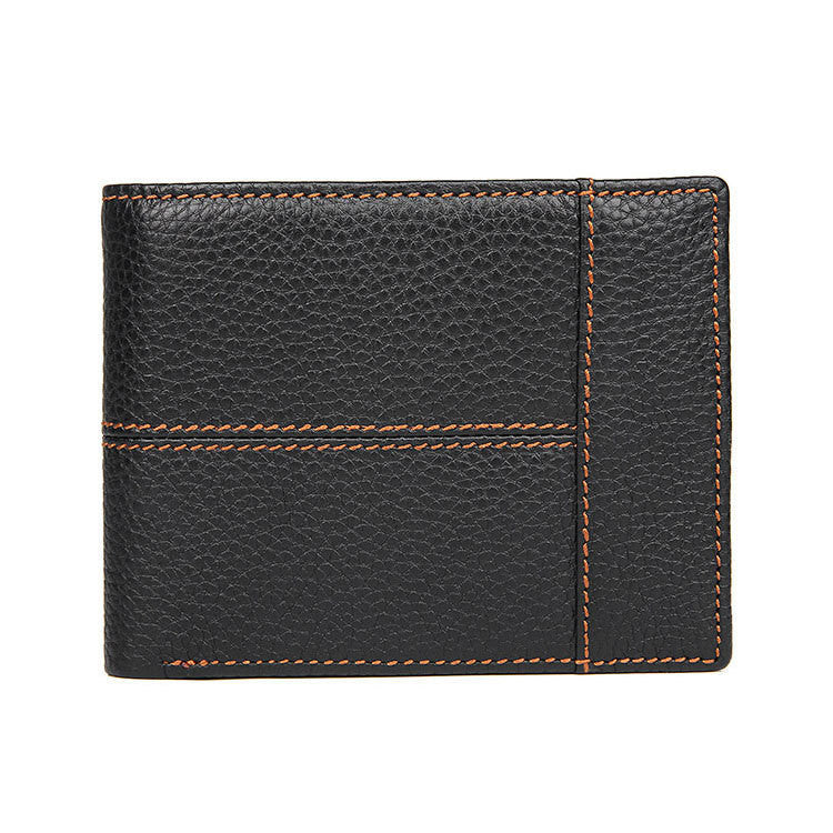 Cool Leather Brown Men's Business Zipper billfold Small Wallet Black Bifold Wallet Card Wallet For Men