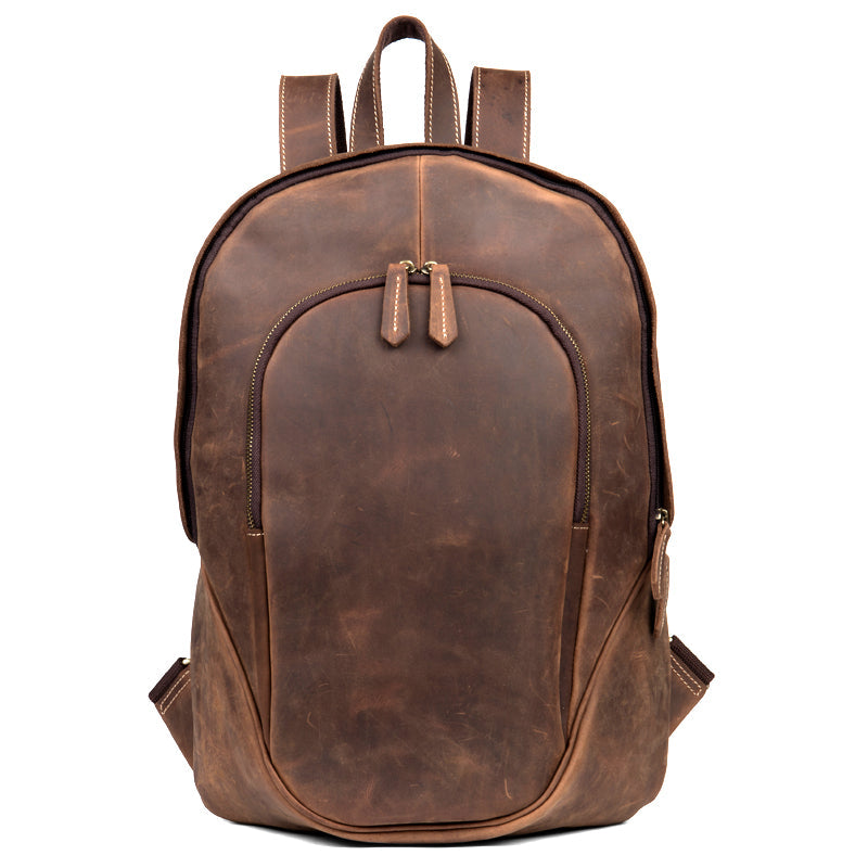 Brown Casual Mens Leather 15-inch Large Laptop Backpacks Brown Travel Backpacks School Backpacks for men