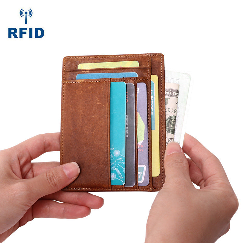 Cool Leather RFID Slim Zipper Wallet billfold Small Wallet Front Pocket Wallet Card Wallets For Men