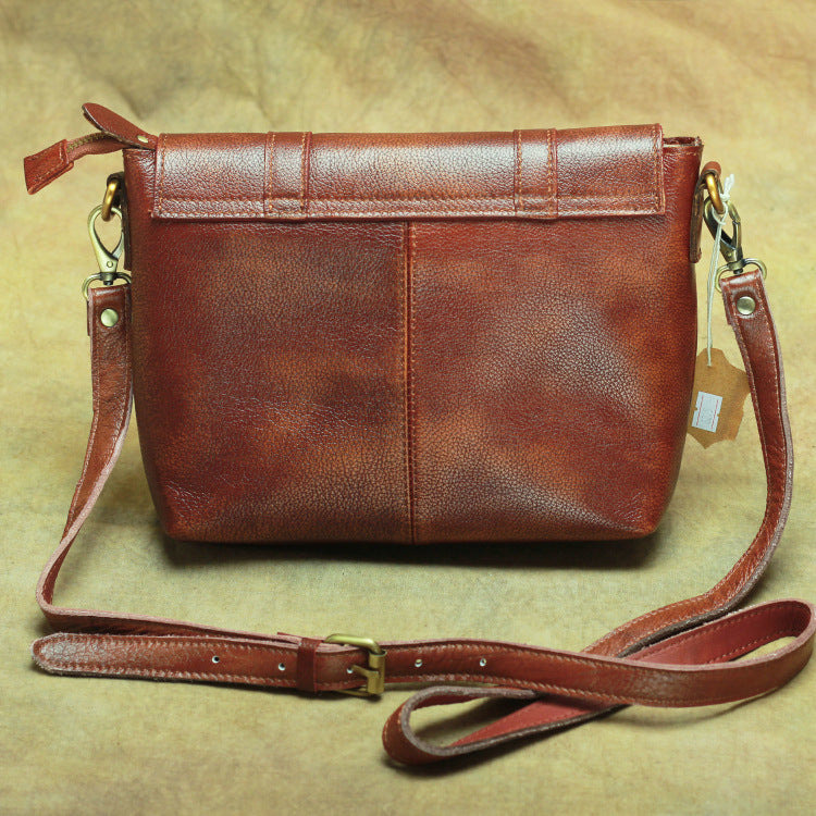 Vintage Brown Leather Men's Side Bag Messenger Bag Brown Courier Bag For Men