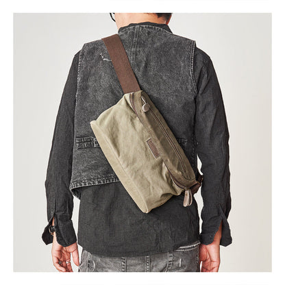 Cool Canvas Mens Messenger Bag Canvas Side Bag Chest Bag Saddle Canvas Courier Bag for Men