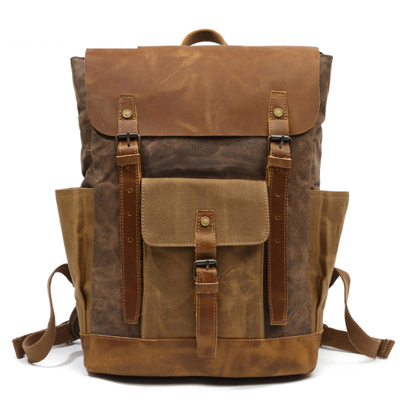 Cool Waxed Canvas Mens Womens Waterproof Large Travel Backpack 15'' Computer Hiking Backpack for Men