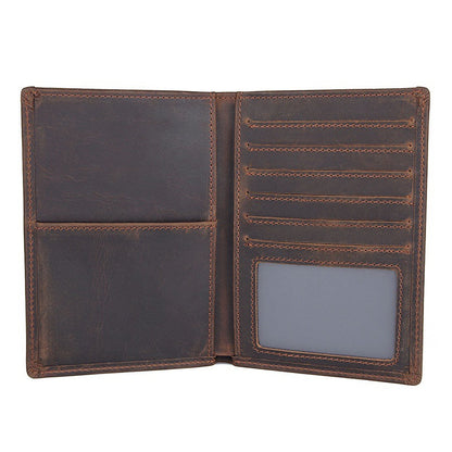 Cool Leather Long Wallet for Men Slim Bifold Wallet Passport Wallet Travel Wallet