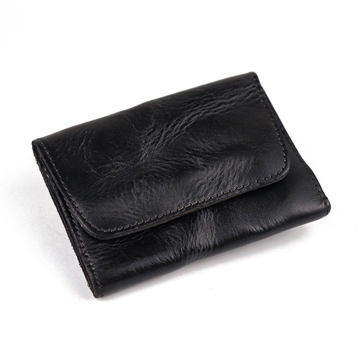 Vintage Brown Leather Men's Small Wallet Card Wallet Black billfold Front Pocket Wallet For Men