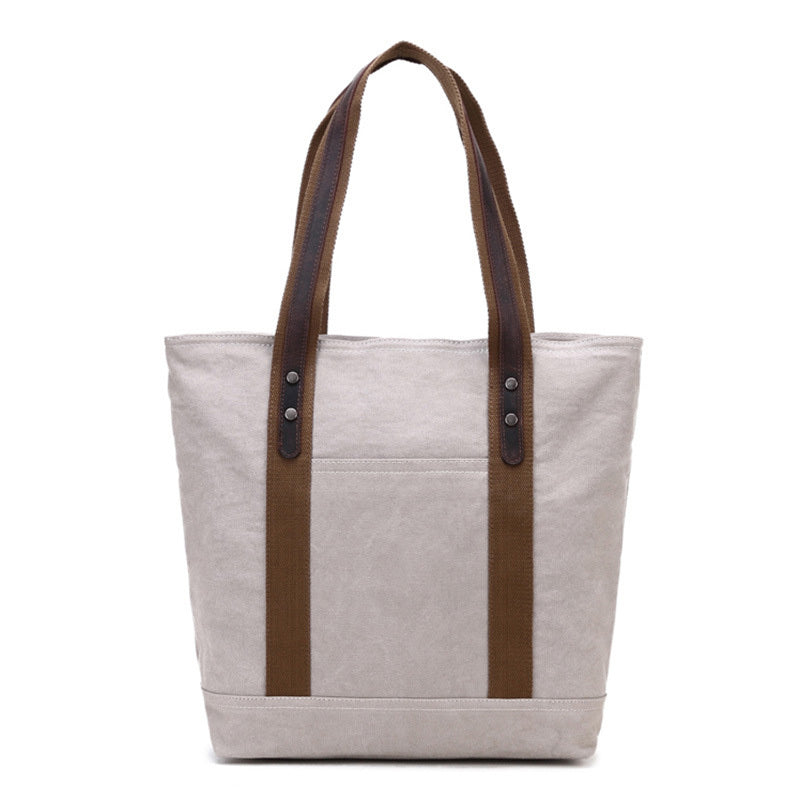 Casual Canvas Leather Womens Mens Large White Tote Bag Shoulder Bag Khaki Tote Purse For Women