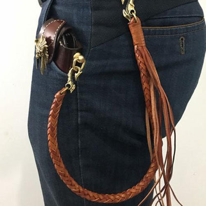 Handmade Leather Braided Wallet Chain Biker Wallet Chain Trucker Chain for Men