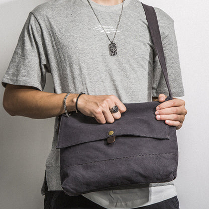 Casual Canvas Dark Gray Men's Side Bag Shoulder Bag Postman Messenger Bag For Men