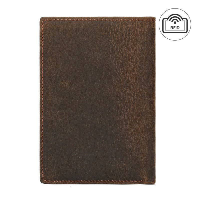 Slim Leather RFID Vertical Travel Wallet for Men Bifold Wallet Passport Wallet Travel Wallet