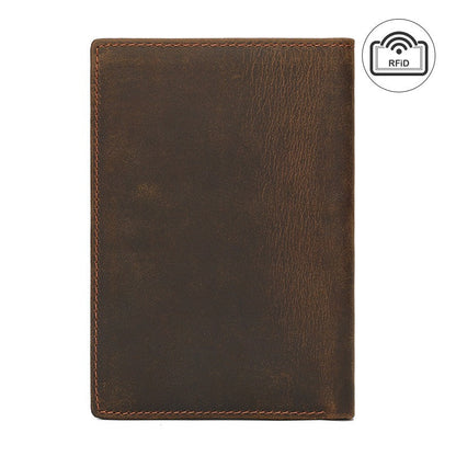 Slim Leather RFID Vertical Travel Wallet for Men Bifold Wallet Passport Wallet Travel Wallet