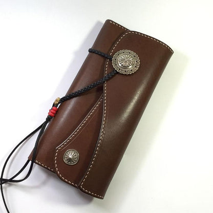 Handmade Leather Mens Clutch Wallet Cool Wallet Long Wallets for Men Women