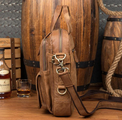 Cool Brown Leather 12 inches Vertical Courier Bags Messenger Bags Camel Postman Bags for Men