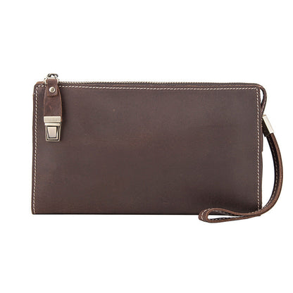 Leather Wristlet Zip Clutch Wallet Mens Brown Wristlet Purse Leather Clutch Bags For Men