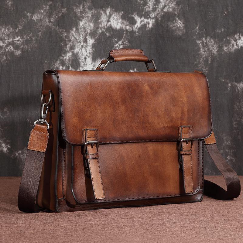 Brown Leather Men's Professional Briefcase 14¡®¡¯ Laptop Handbag Black Business Bag Messenger Bag For Men