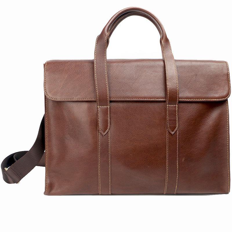 Vintage Black Mens Leather Briefcases Work Handbag Brown 14'' Computer Briefcases For Men