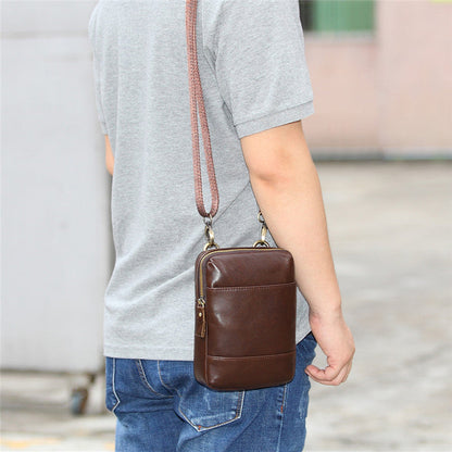 Fashion Brown Leather Men's Belt Pouch Belt Bag Black Mini Side Bag For Men