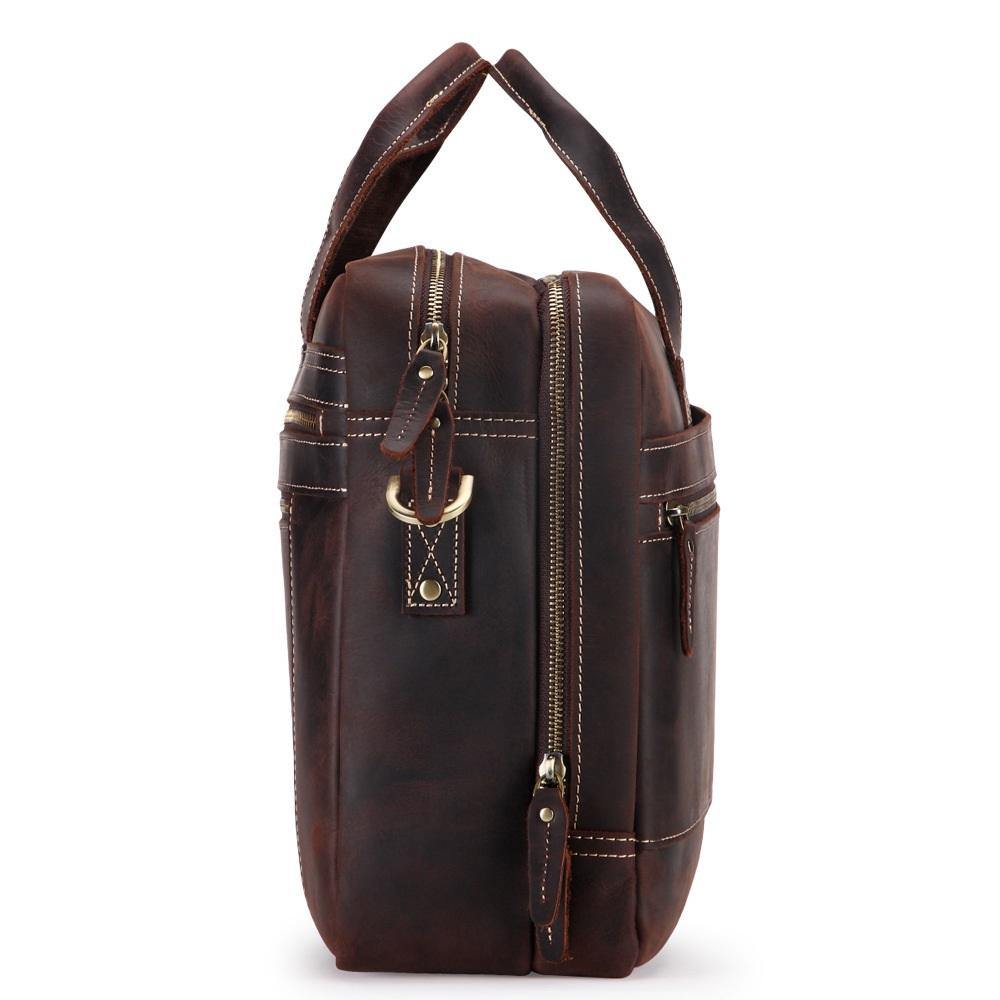 Dark Brown Large Leather Men's Professional Briefcase 17¡®¡¯ Laptop Handbag Briefcase Business Briefcase For Men