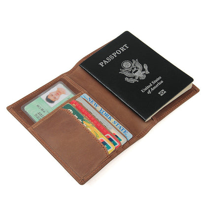 Slim RFID Men's Leather Bifold Passport Wallet Travel Wallet Ticket Wallet For Men