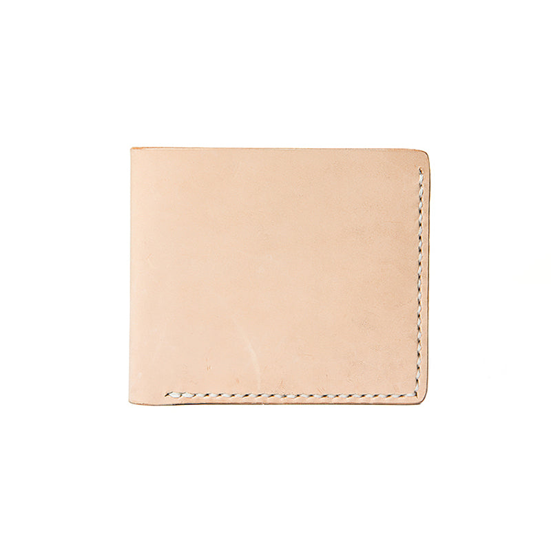 Handmade Beige Leather Mens billfold Wallet Bifold Front Pocket Small Wallet For Men