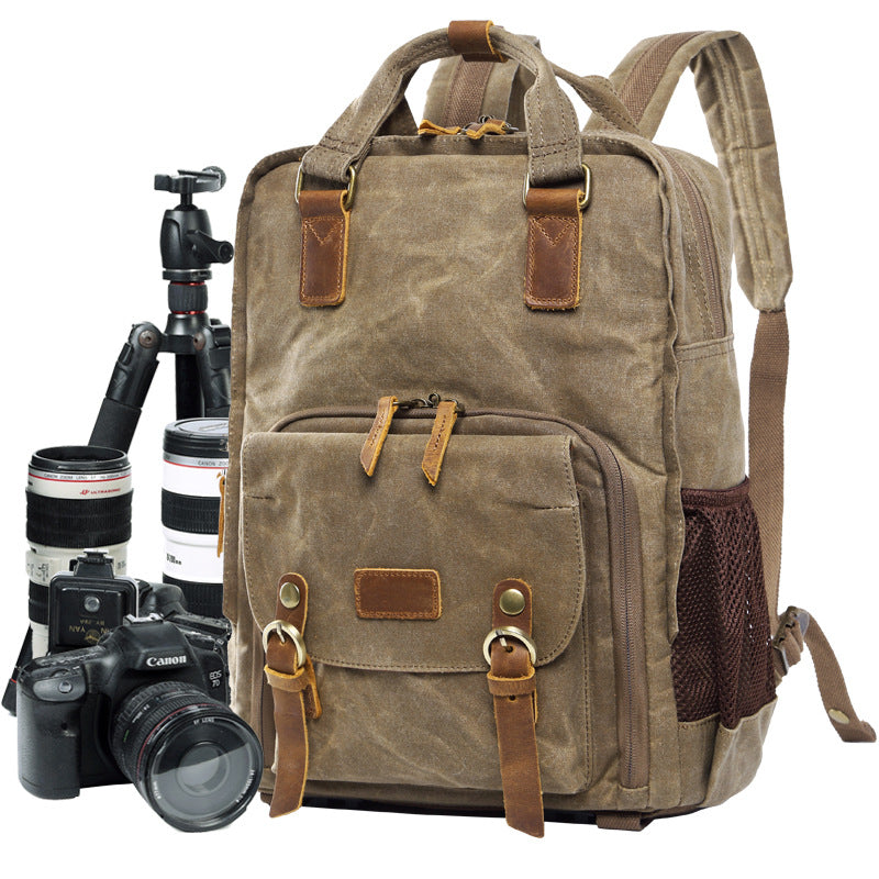 Canvas Camera Backpacks Large Mens Canon Nikon Waterproof 15'' Camera Bags DSLR Camera Bag For Men