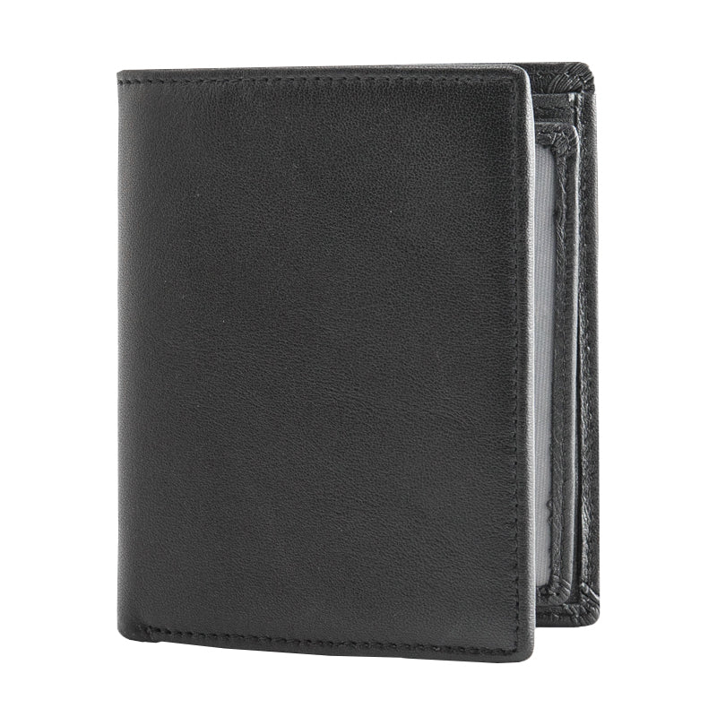 Black Leather Mens Small Wallet Slim Wallet Bifold Black Billfold Wallet billfold Wallet for Men