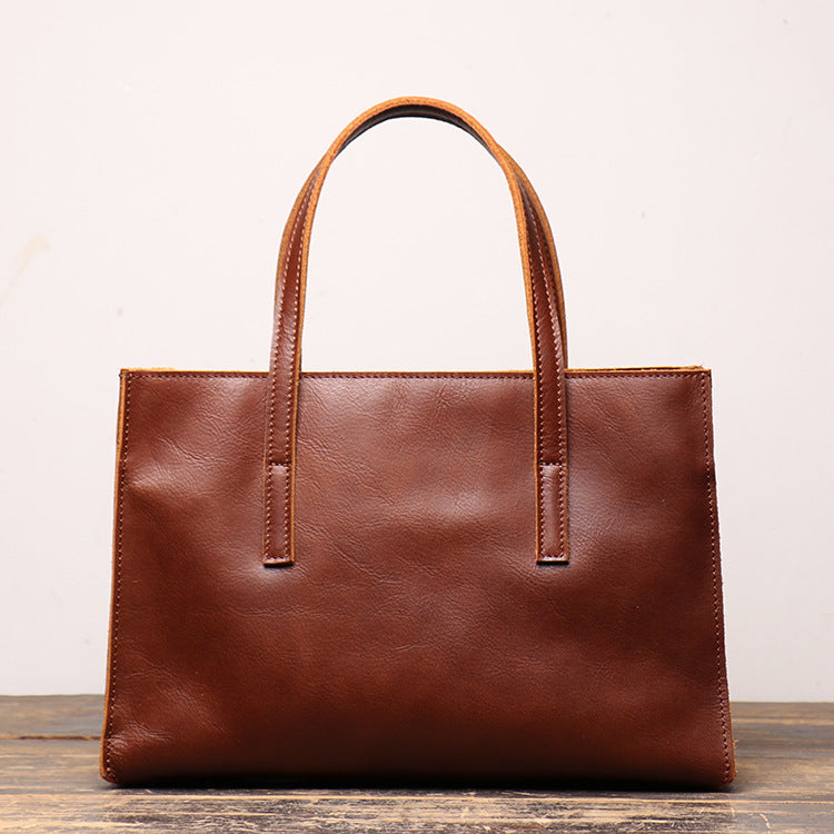 Vintage Mens Womens Leather Large Brown Tote Handbag Shoulder Tote Purse Tote Bag For Men