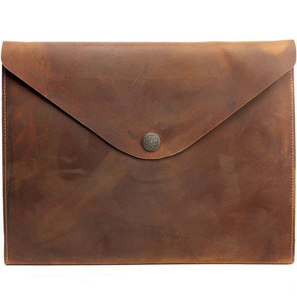 Vintage Business Leather Mens Black Envelope Bag Document Purse Brown Clutch For Men