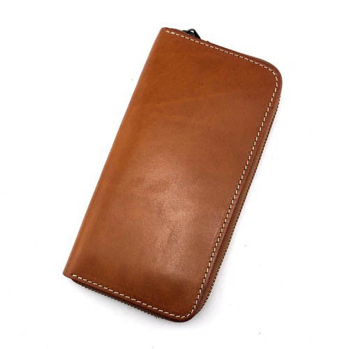 Stylish Black Leather Men's Long Wallet Clutch Wallet Tan Phone Wallet Zipper Clutch Wallet For Men