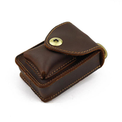 Leather Mens Cigarette Cases with Lighter Holder With Belt Loop Cigarette Holder For Men