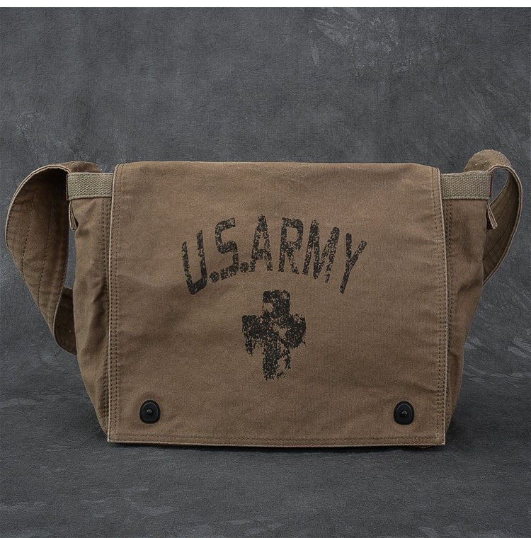 Washed Canvas Mens Large Brown Side Bag 14¡®¡¯ Army Green Messenger Bag Shoulder Bag For Men