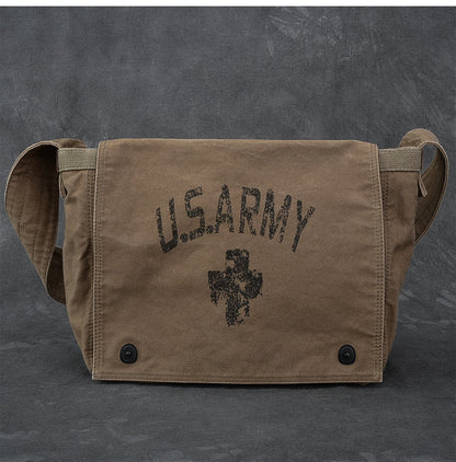 Washed Canvas Mens Large Brown Side Bag 14¡®¡¯ Army Green Messenger Bag Shoulder Bag For Men