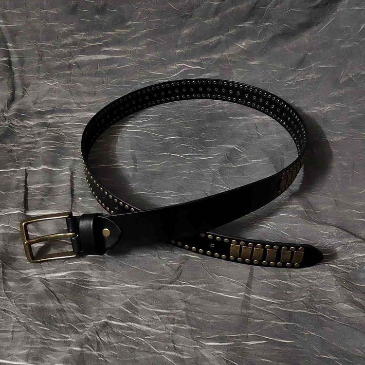 Black Fashion Leather Metal Rock Belt Motorcycle Belt Brown Punk Leather Belt For Men