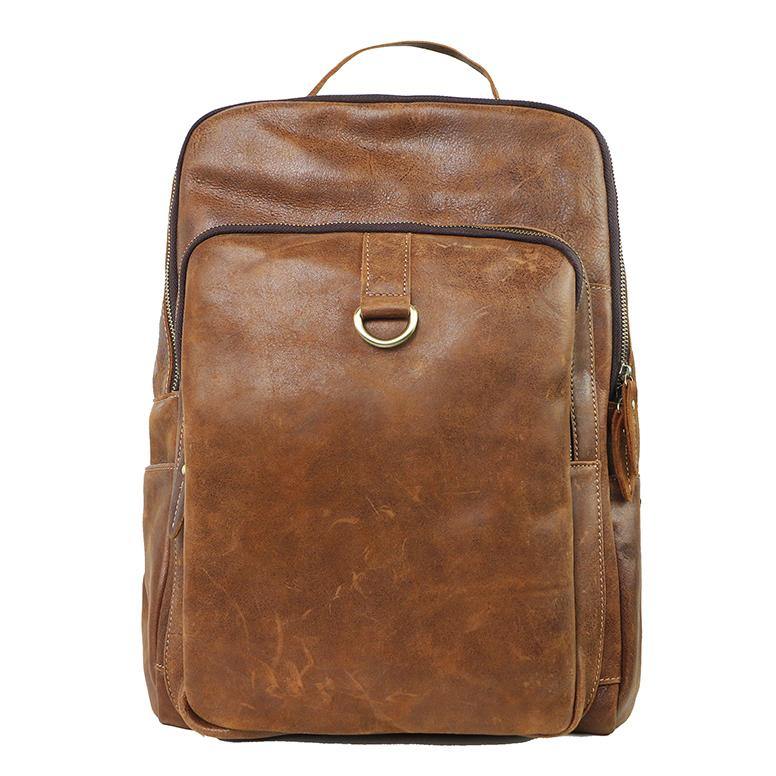 Cool Camel Leather Mens Travel Black Backpack Work 14 inches Brown Work Backpack For Men