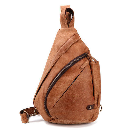 Cool Camel Black Leather Chest Bags Sling Bag Sling Crossbody Bag For Men