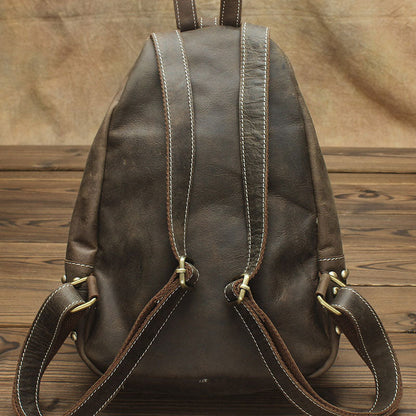 Cool Brown Mens Small Backpacks Vintage School Backpack Travel Backpack Bags for Men