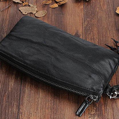 Handmade Mens Cool Long Leather Chain Wallet Cards Biker Trucker Wristlet Wallet