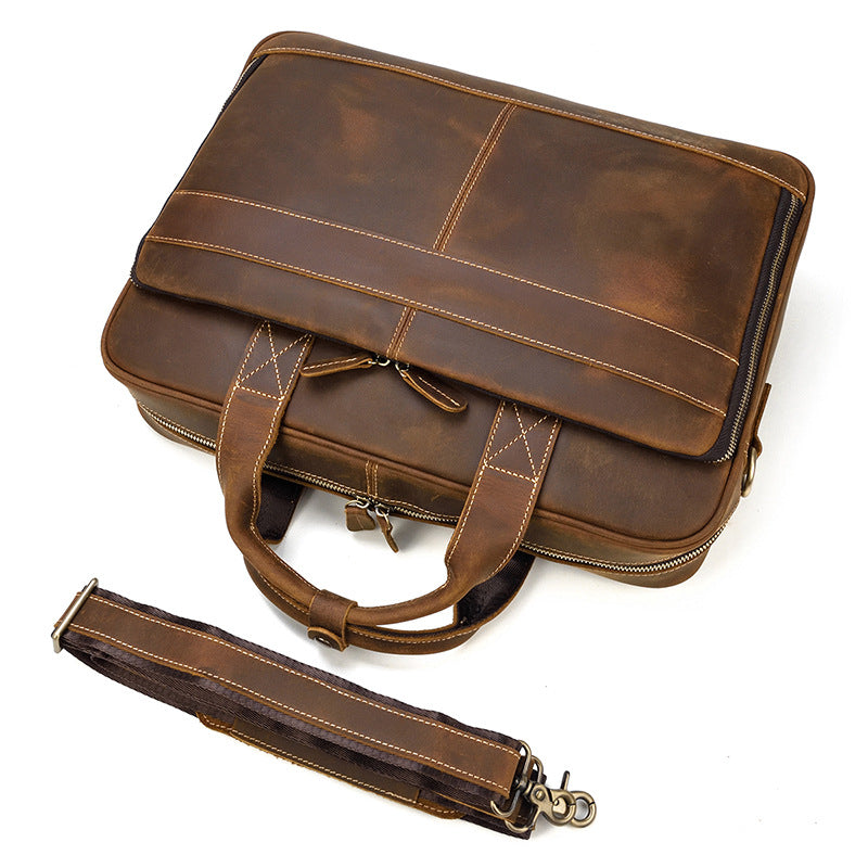 Vintage Brown Leather Men's 14¡®¡¯ Laptop Briefcase Professional Briefcase Computer Bag For Men