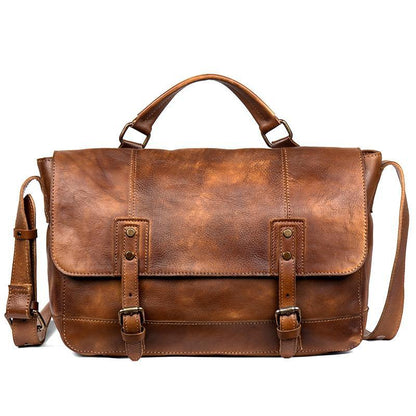 Brown Leather Mens 13 inches Briefcase Laptop Postman Bag Black Side Bag Courier Bag for Men