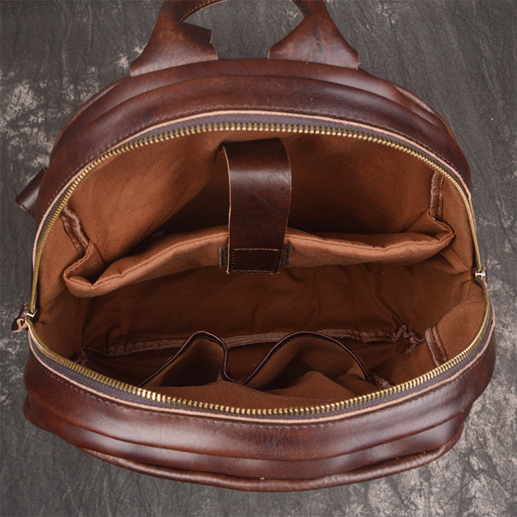 Vintage Leather Brown Men's Backpack Computer Backpack College Backpack For Men