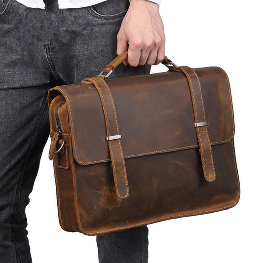 Vintage Brown Leather Men's Professional Briefcase Handbag 14¡®¡¯ Laptop Briefcase For Men