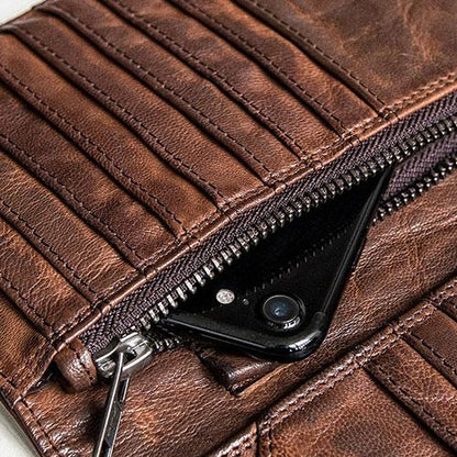 Genuine Leather Mens Cool Short Leather Wallet Men Cards Wallets Bifold for Men