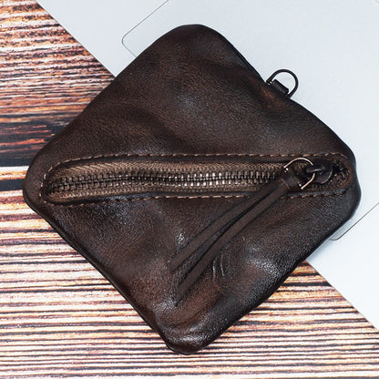 Vintage Small Leather Men's Coin Holder Change Wallet Change Holder For Men