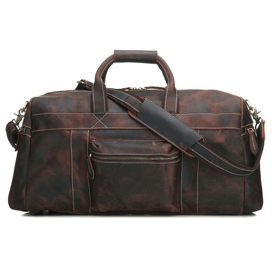 Cool Vintage Coffee Black Leather Mens Overnight Bags Travel Bags Weekender Bags For Men