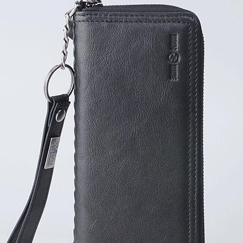 Genuine Leather Mens Cool Long Leather Wallet Zipper Clutch Wristlet Wallet for Men